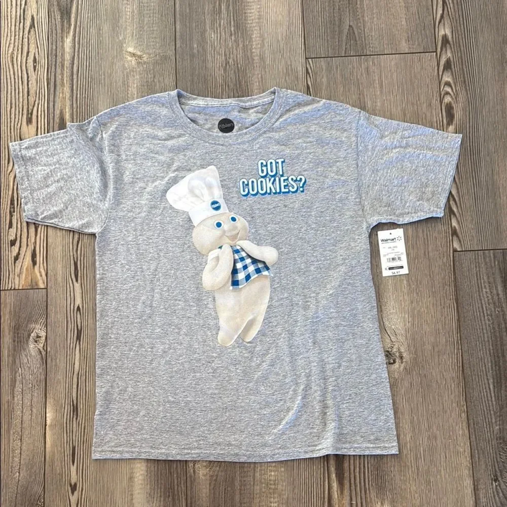 Kids gray Pillsbury doughboy got cookies, graphic tee